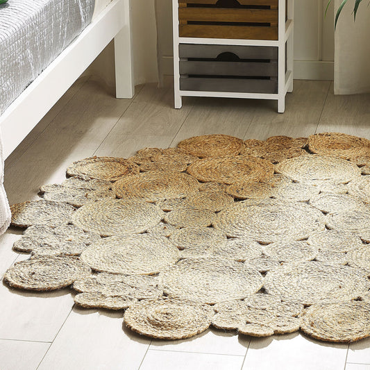 Beige Jute Round Area Rug 135cm