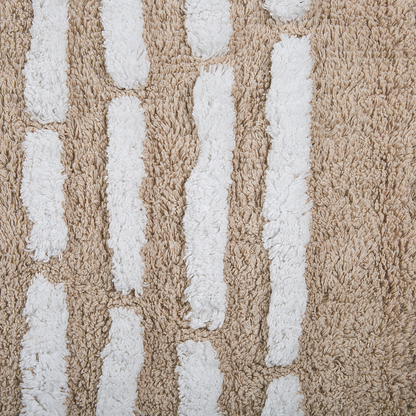 Hand Woven Shaggy Beige Cotton Area Rug 120 x 180cm Boho Bedroom Floor Decor