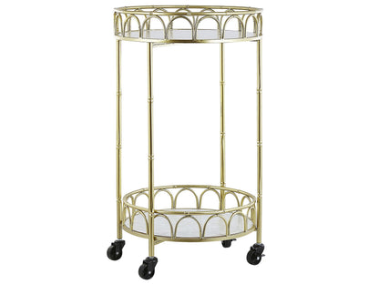 Home Kitchen Trolley Bar Cart Gold Iron Frame Marble Effect Tops With Castors