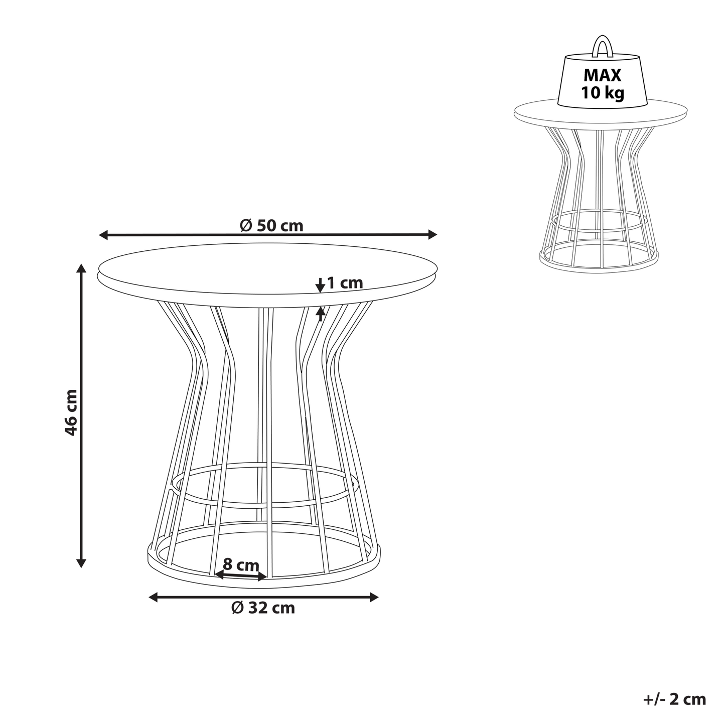 Glamour Living Coffee Table White Gold MDF Iron 50cm Marble Effect