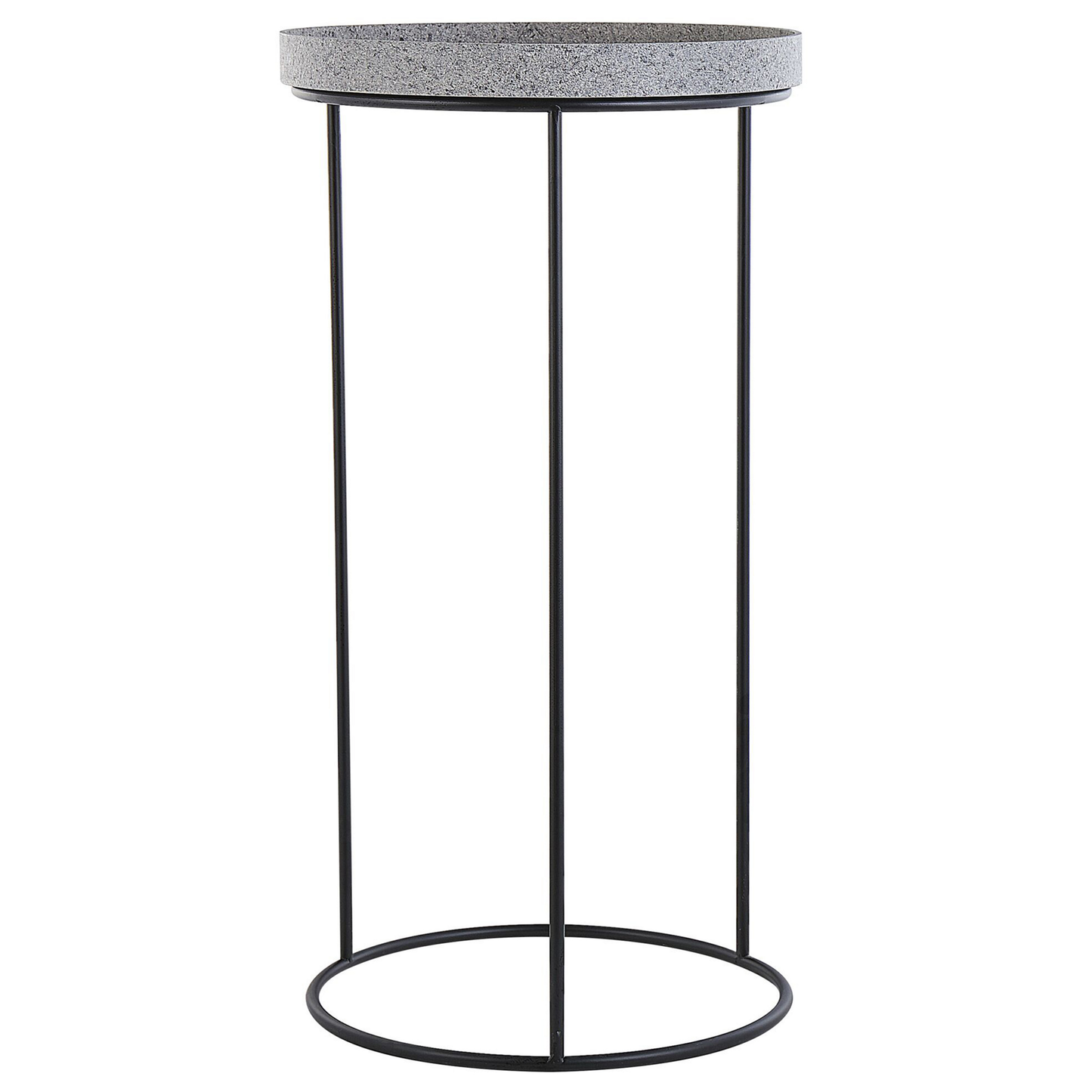 Three Piece Marble Effect Side Tables Openwork Black Frame