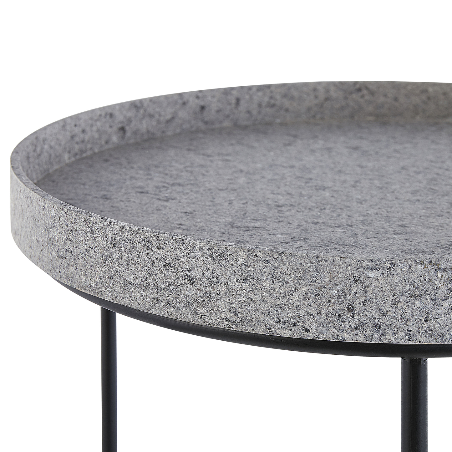 Three Piece Marble Effect Side Tables Openwork Black Frame