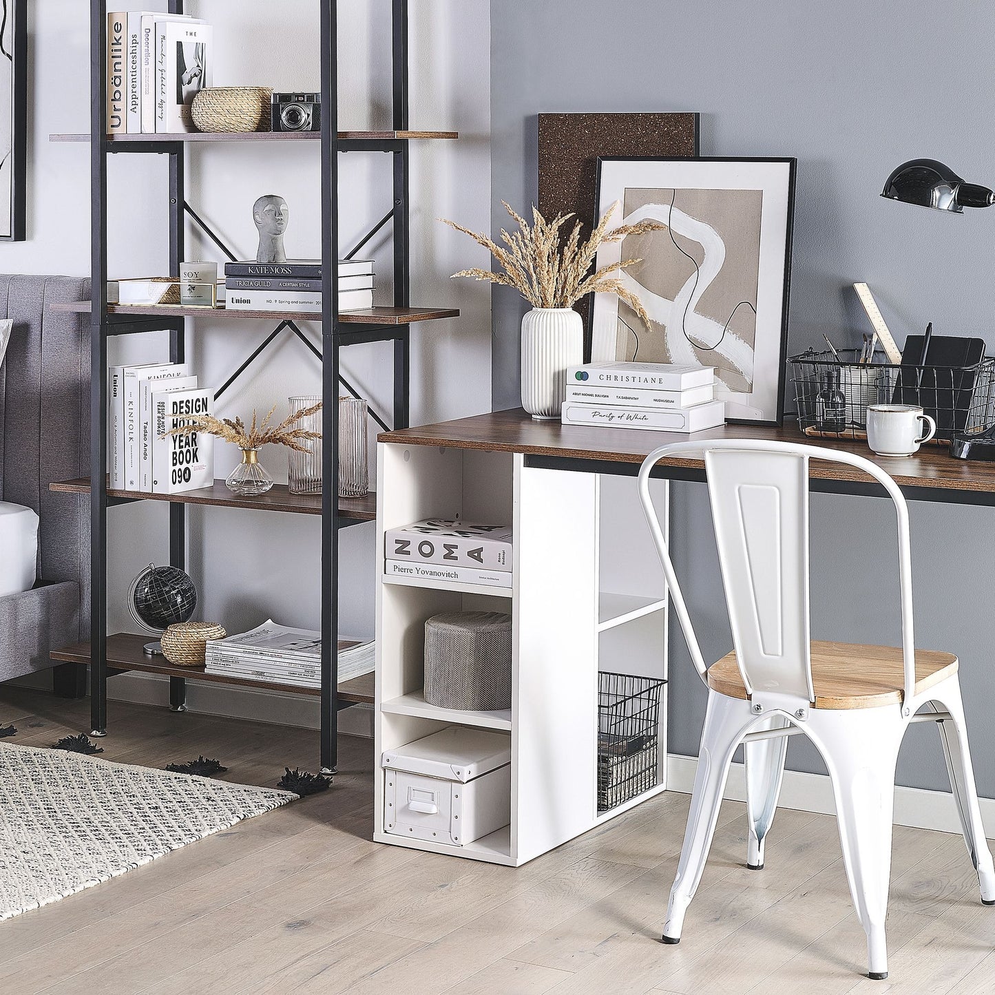 Home Desk 120 x 60 Dark Brown Top Black Metal Legs