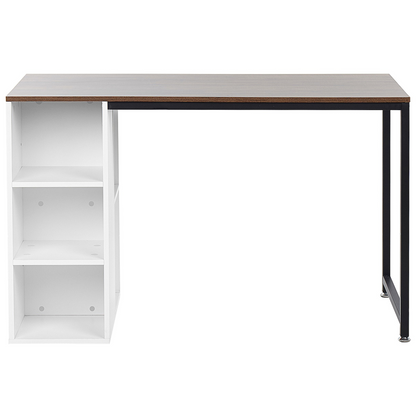 Home Desk 120 x 60 Dark Brown Top Black Metal Legs