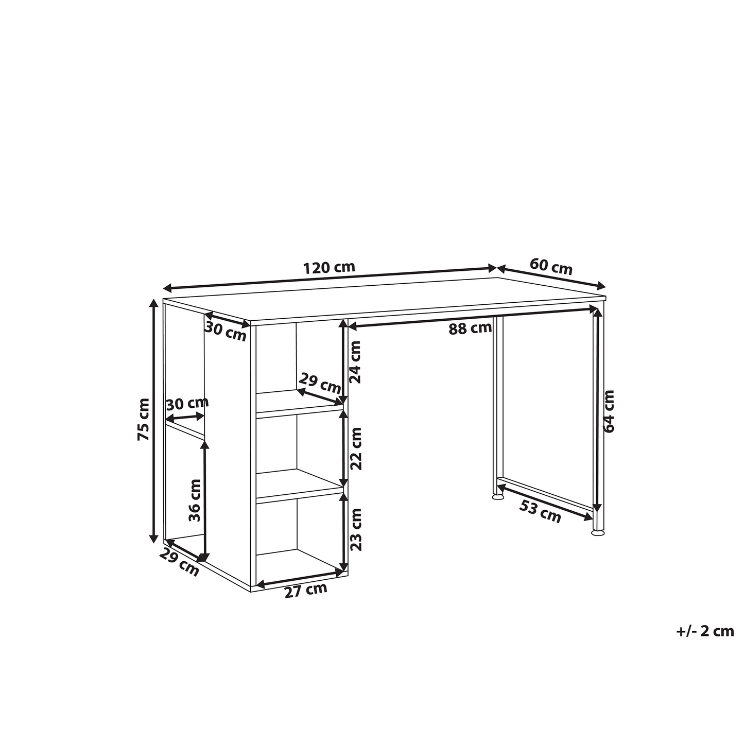 Home Desk 120 x 60 Dark Brown Top Black Metal Legs