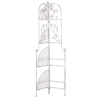 Garden Metal Corner Ladder Shelf Black Rust Resistant Foldable Indoor Outdoor Plant Shelves