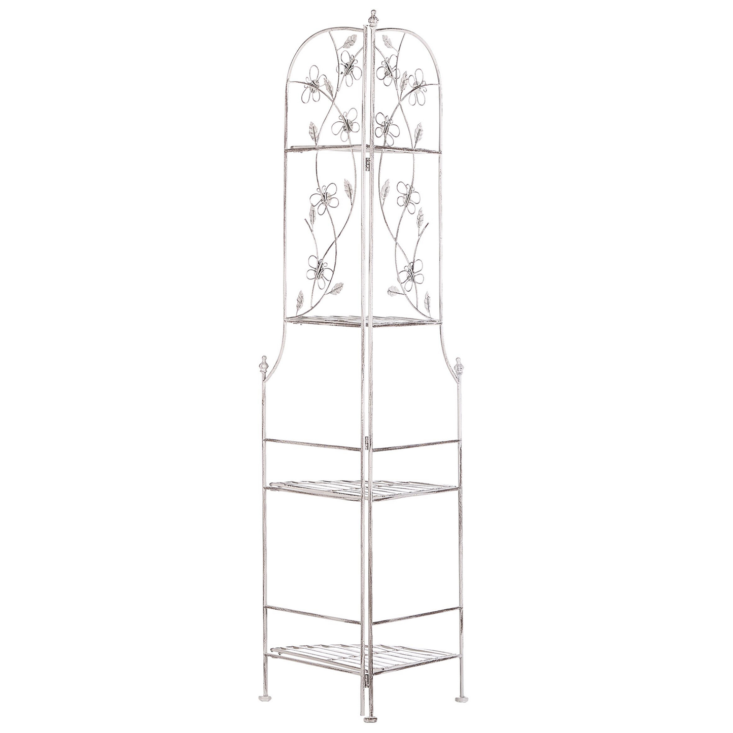 Garden Metal Corner Ladder Shelf Black Rust Resistant Foldable Indoor Outdoor Plant Shelves