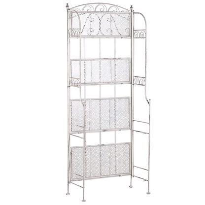 Plant Shelf White 4 Shelf Metal Stand Indoor Outdoor