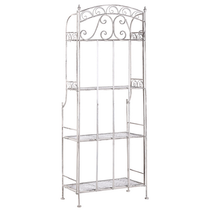 Plant Shelf White 4 Shelf Metal Stand Indoor Outdoor