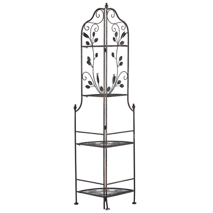 Black Corner Ladder Shelf Outdoor Indoor Plant Stand