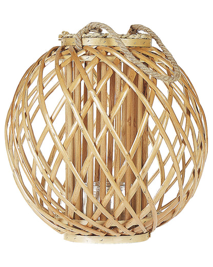 Lantern Light Willow Wood and Glass 41cm Round Indoor Outdoor Scandinavian Decor