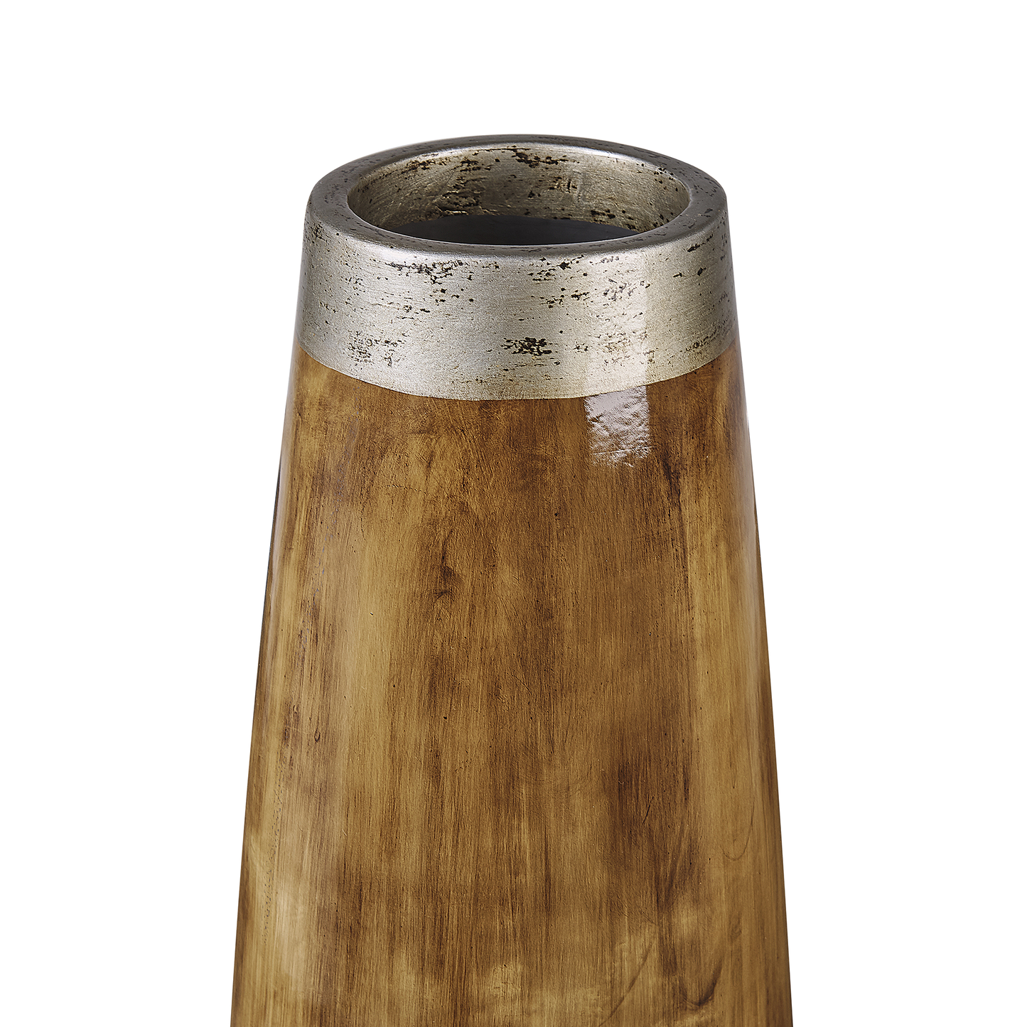 Decorative Vase Dark Brown Terracotta Distressed Silver