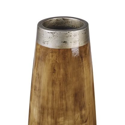 Decorative Vase Dark Brown Terracotta Distressed Silver