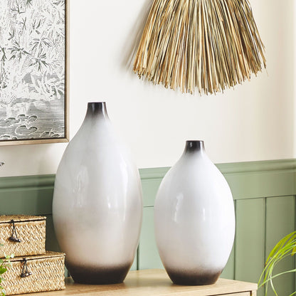 Decorative Vase Black White 46cm Terracotta Elegant Modern