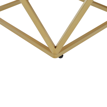 Side End Table Black Marble Finish Gold Metal Frame 50 x 50