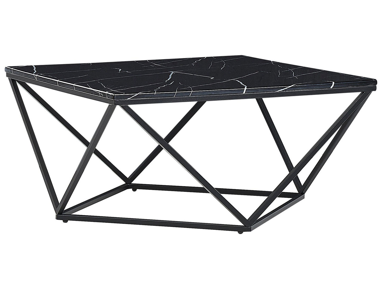 Glamorous Design Coffee Table Black Marble Top 80cm Metal Base