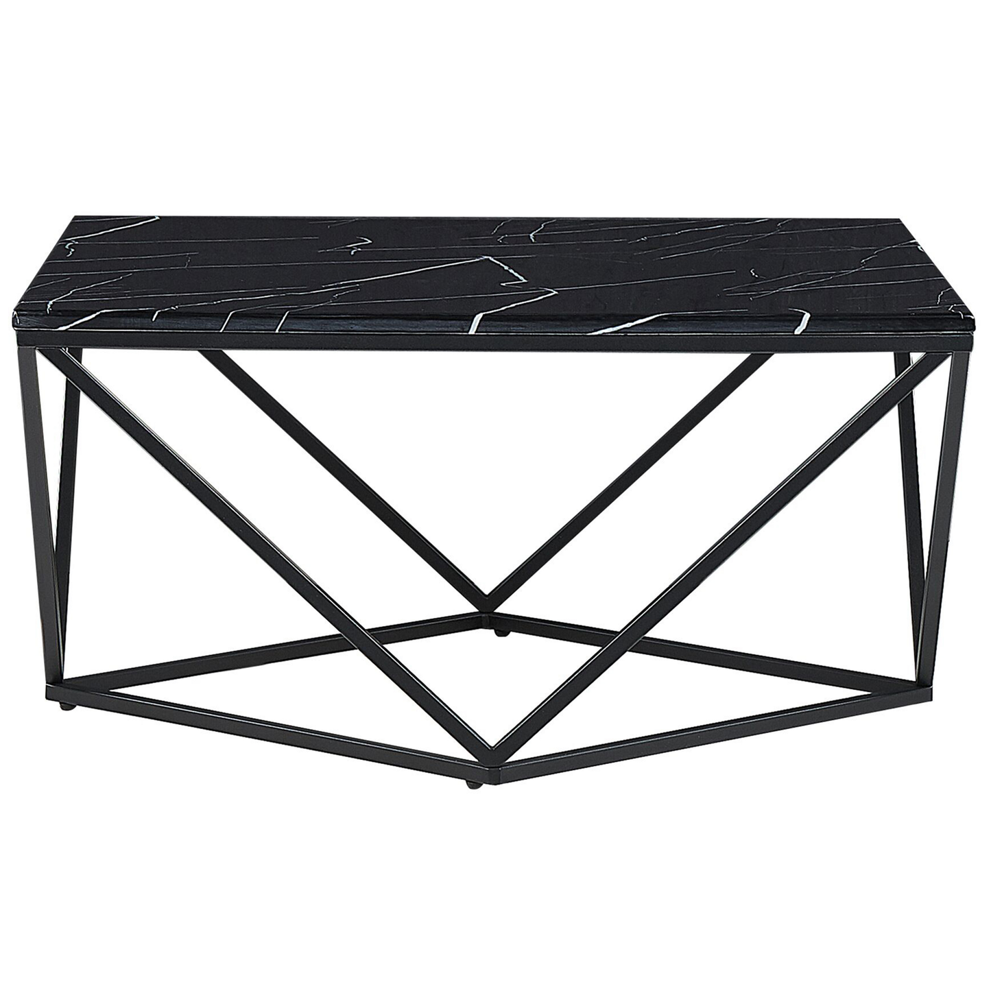 Glamorous Design Coffee Table Black Marble Top 80cm Metal Base