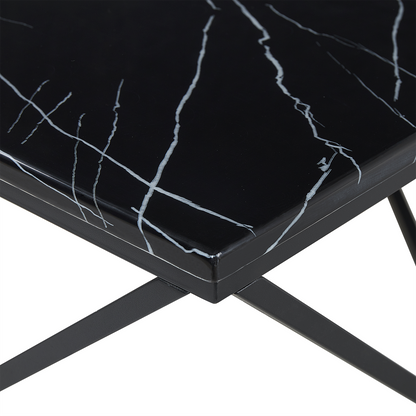 Glamorous Design Coffee Table Black Marble Top 80cm Metal Base