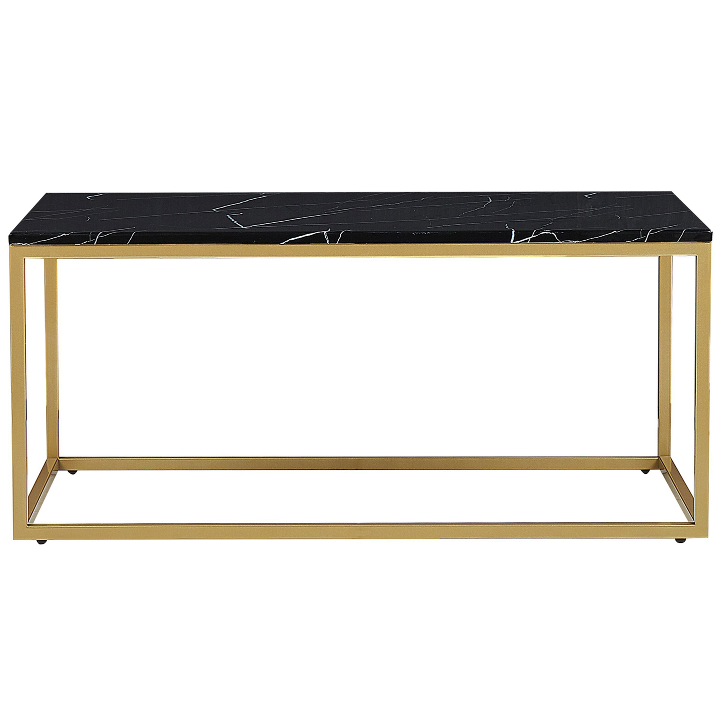 Industrial Glam Coffee Table Black Marble Effect Gold Legs 100 x 60cm