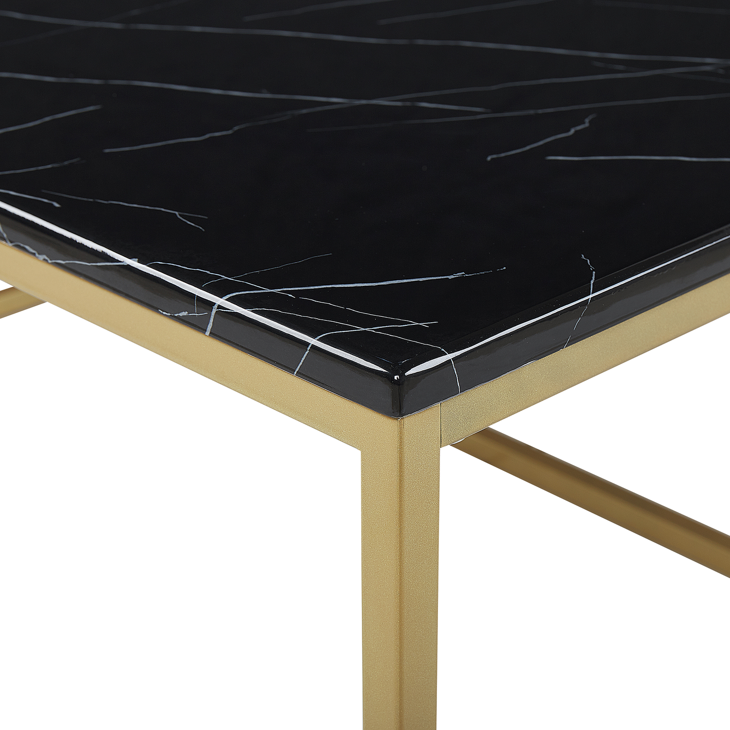 Industrial Glam Coffee Table Black Marble Effect Gold Legs 100 x 60cm