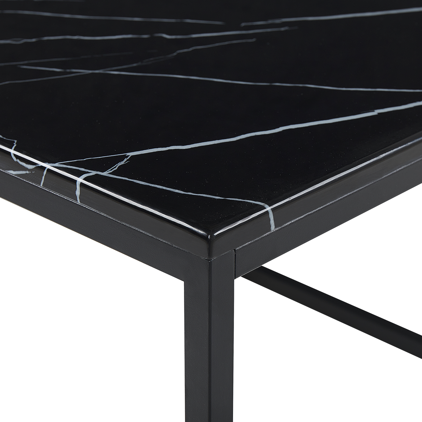 Era Black Marble Effect Coffee Table Industrial Glam 100 x 60cm