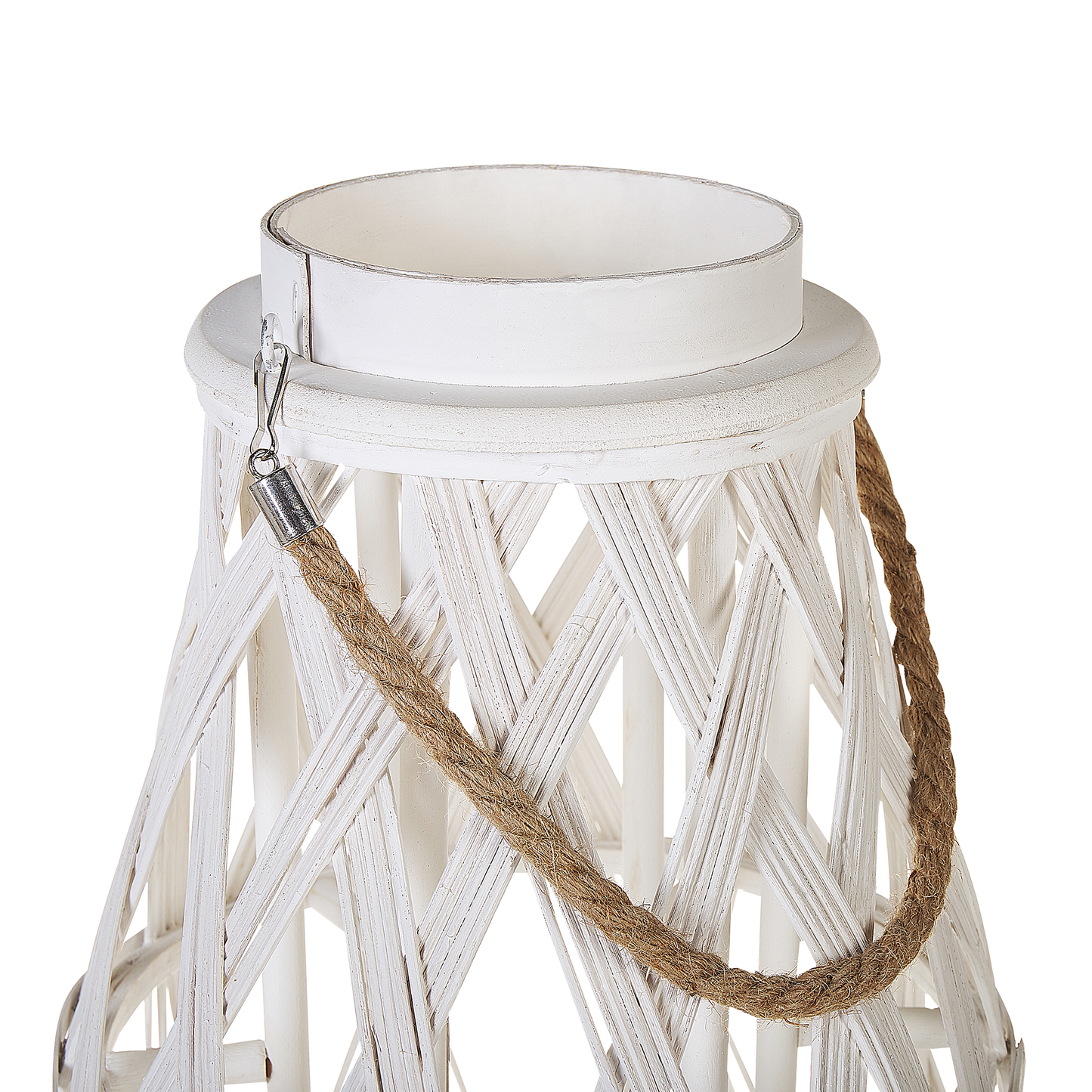 Lantern White Bamboo Wood Glass 75cm Indoor Outdoor