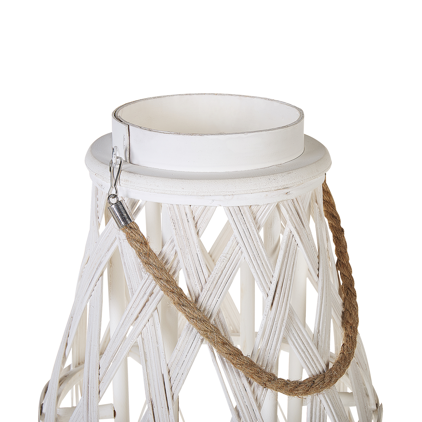 Lantern White Bamboo Wood Glass 56cm Indoor Outdoor Scandinavian Style Room Decor
