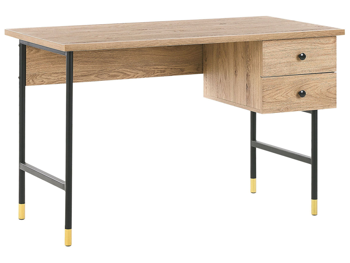 Retro Home Office Desk 120 x 60cm Brown Black 2 Drawers