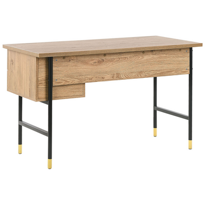 Retro Home Office Desk 120 x 60cm Brown Black 2 Drawers