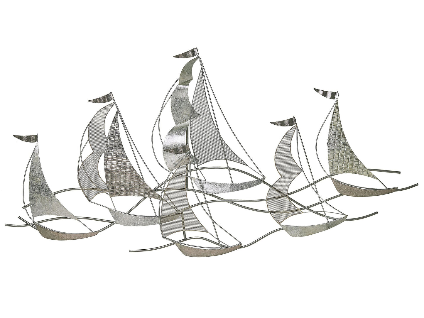 Silver Boats Wall Art 3D Modern Metal Decor