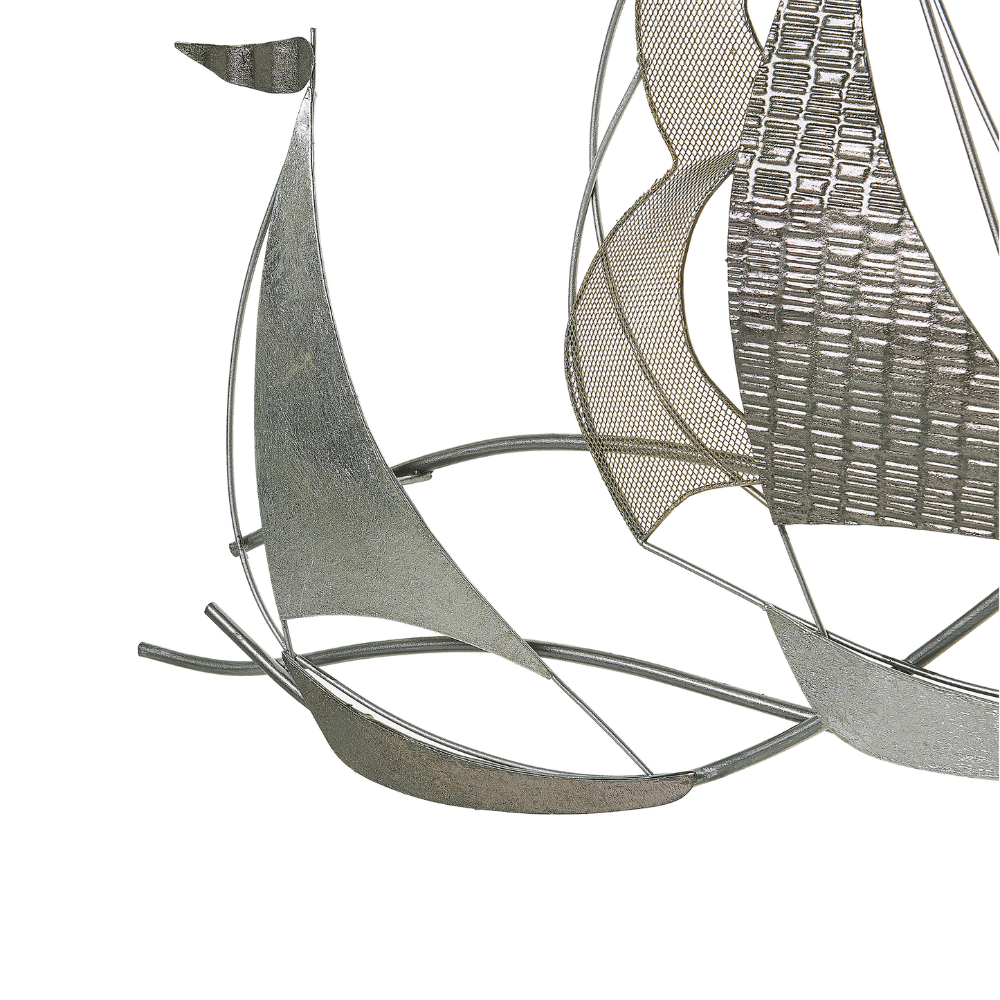 Silver Boats Wall Art 3D Modern Metal Decor
