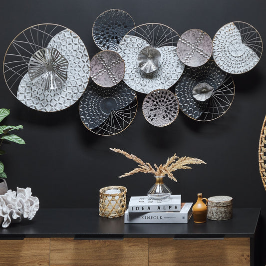 Industrial Silver Copper Wall Circles Metal Art