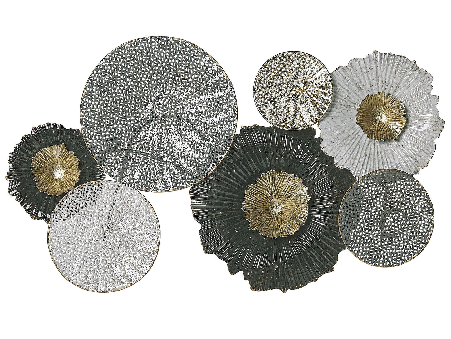 Circles Wall Art Black And Silver Metal Modern 3D Decor