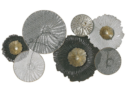 Circles Wall Art Black And Silver Metal Modern 3D Decor