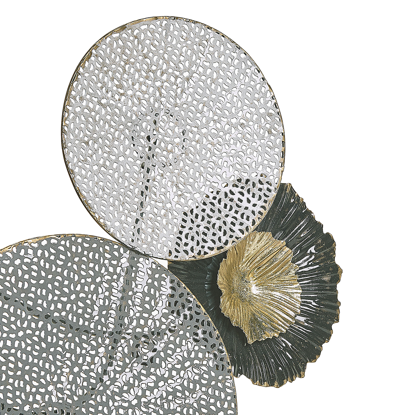 Circles Wall Art Black And Silver Metal Modern 3D Decor