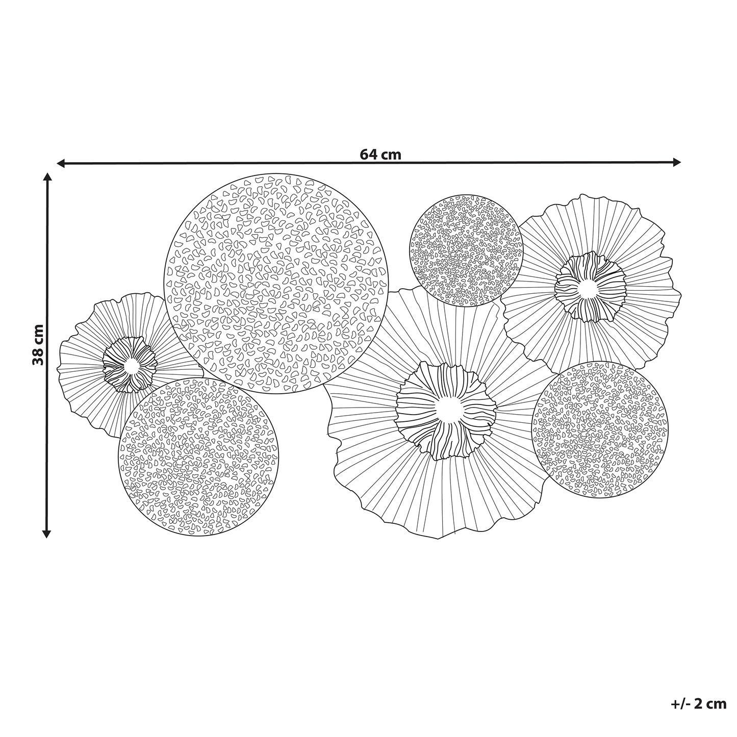 Circles Wall Art Black And Silver Metal Modern 3D Decor