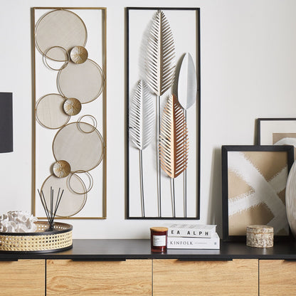 Gold Metal Wall Art Modern Style With Hangers