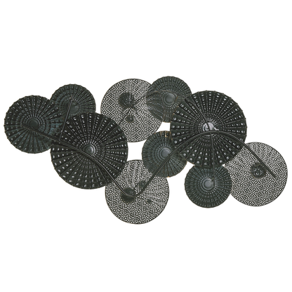 Blue Beige Circles Metal Wall Art Modern 3D Display