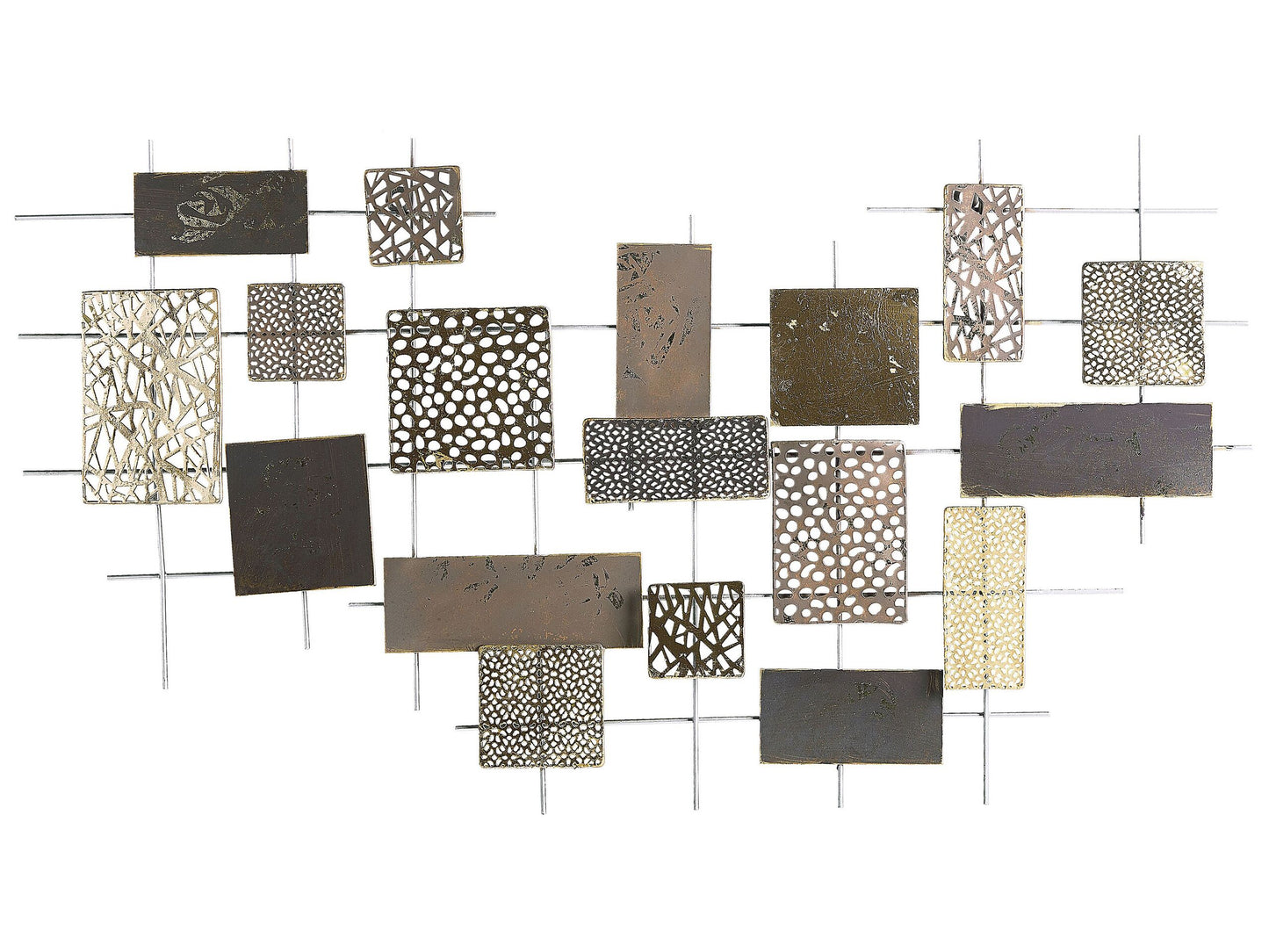 Geometric Gold Metal Wall Art Modern Silver Backing