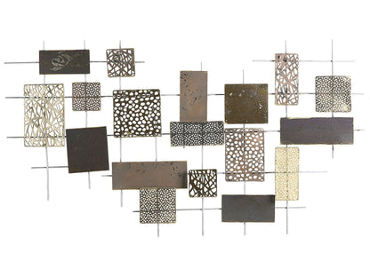 Geometric Gold Metal Wall Art Modern Silver Backing