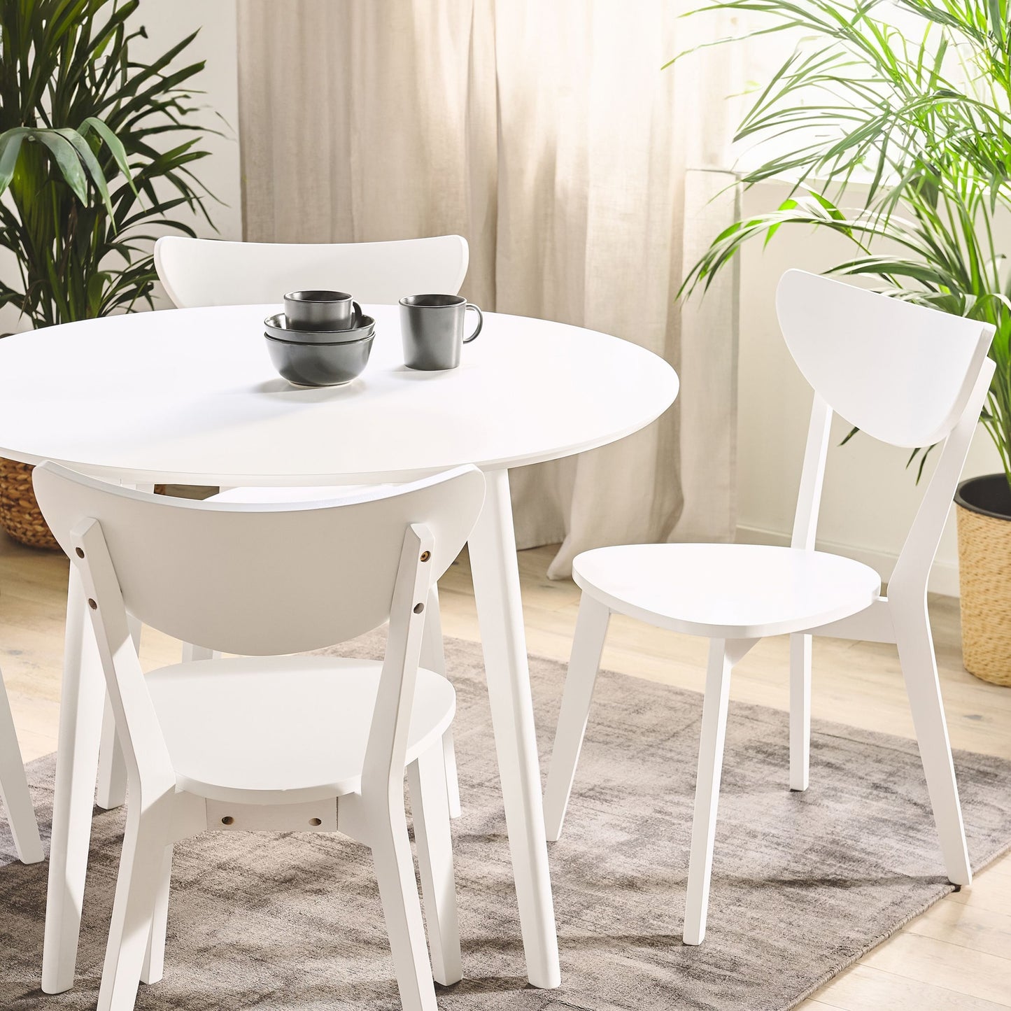 White Dining Chairs Set Of 2 Armless With Curved Back And MDF Seat