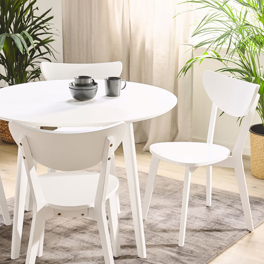 White Dining Chairs Set Of 2 Armless With Curved Back And MDF Seat