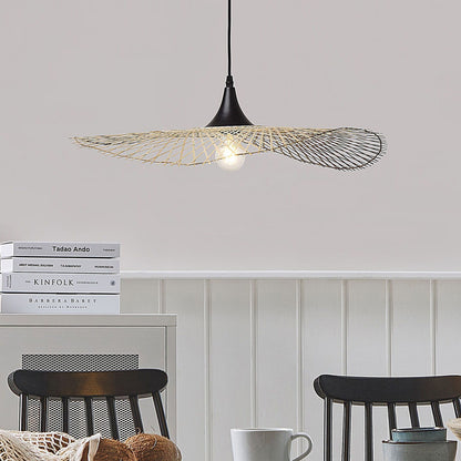 Bamboo Pendant Lamp Light Brown Oval Shade 60cm Hanging Ceiling Lamp