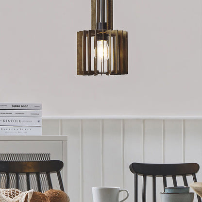 BohoNest Dark Brown MDF Pendant Lamp Open Shade