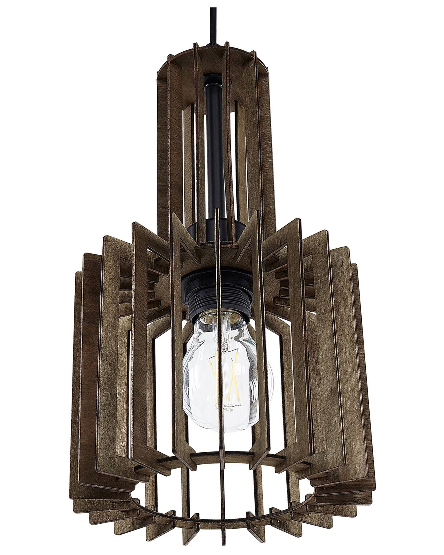 BohoNest Dark Brown MDF Pendant Lamp Open Shade