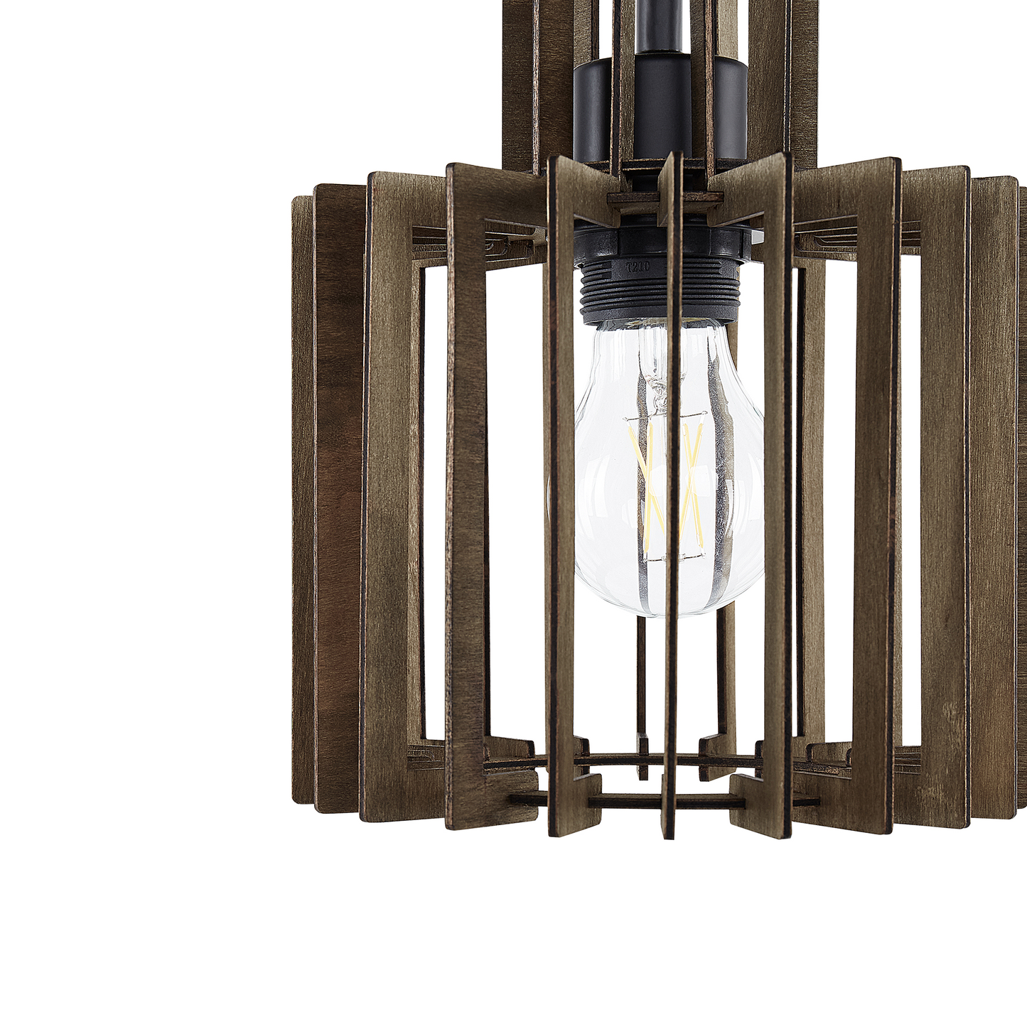 BohoNest Dark Brown MDF Pendant Lamp Open Shade