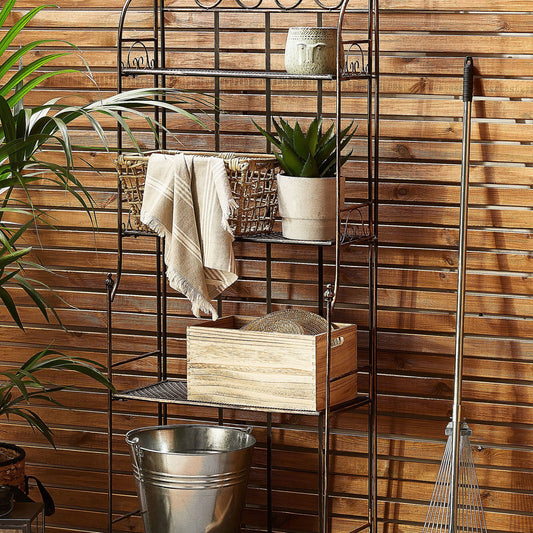Plant Shelf Metal Black 4 Shelf Freestanding Garden Storage