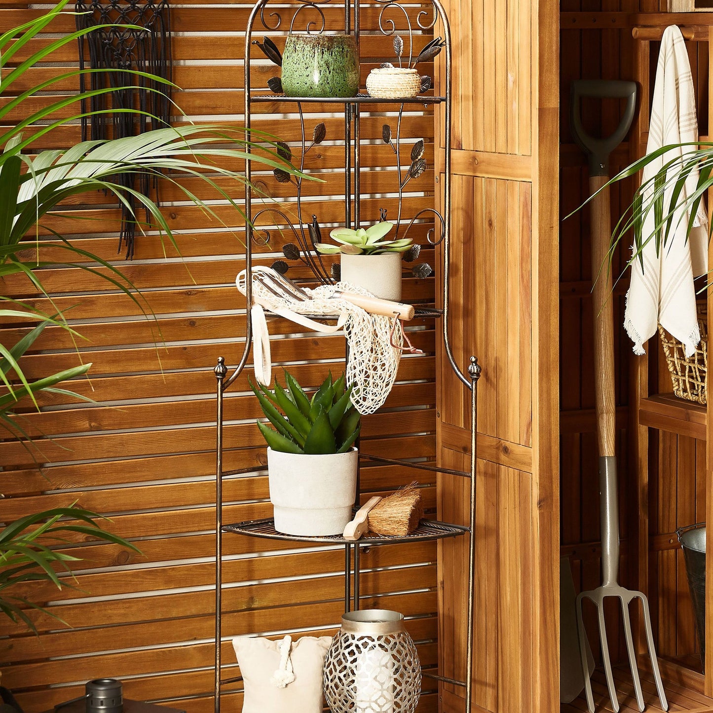 Black Corner Ladder Shelf Outdoor Indoor Plant Stand