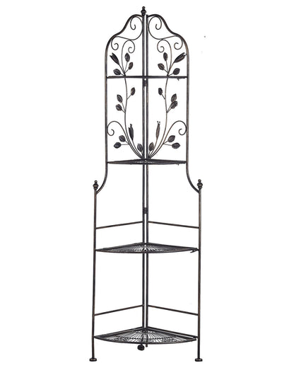 Black Corner Ladder Shelf Outdoor Indoor Plant Stand