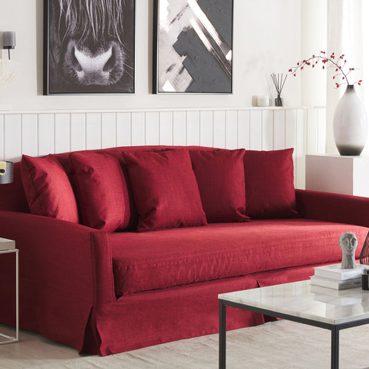 Red Polyester Sofa Slipcover for 3 Seater Couch